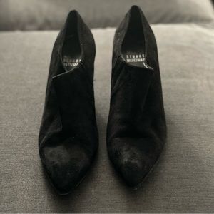 STUART WEITZMAN Standin Black Suede Pointy Ankle Booties - Size 7.5